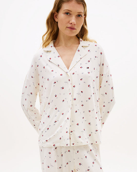 Nattøy loungewear pysjamas Tommy Hilfiger bomull cotton modal, skjorte shirt essential print, dame norge frilin