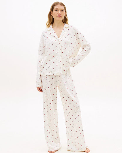 Nattøy loungewear pysjamas Tommy Hilfiger bomull cotton modal, skjorte shirt essential print, dame norge frilin