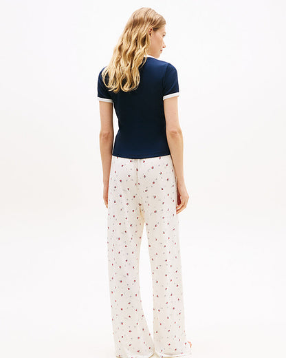 T-skjorte loungewear Tommy Hilfiger ribbet bomull cotton, blå dark navy, Nattøy undertøy dame norge frilin