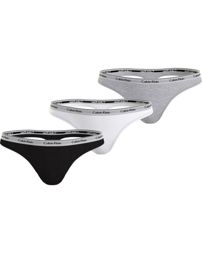 calvin klein cotton modern logo thong bomull undertøy string svart hvit grå