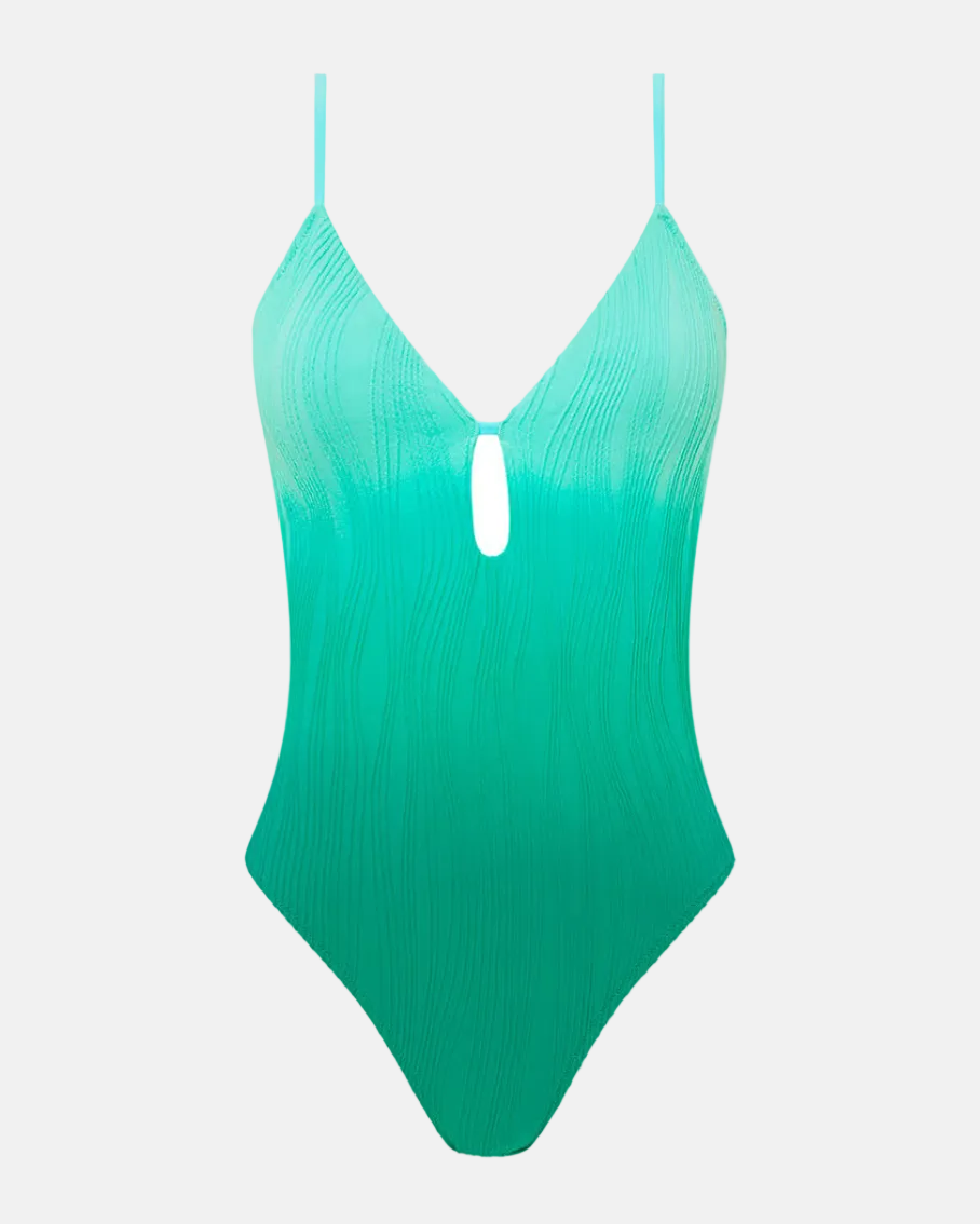 Badedrakt badetøy Chantelle swim one, blå lagoon dyp utringning plunge, frilin norge dame