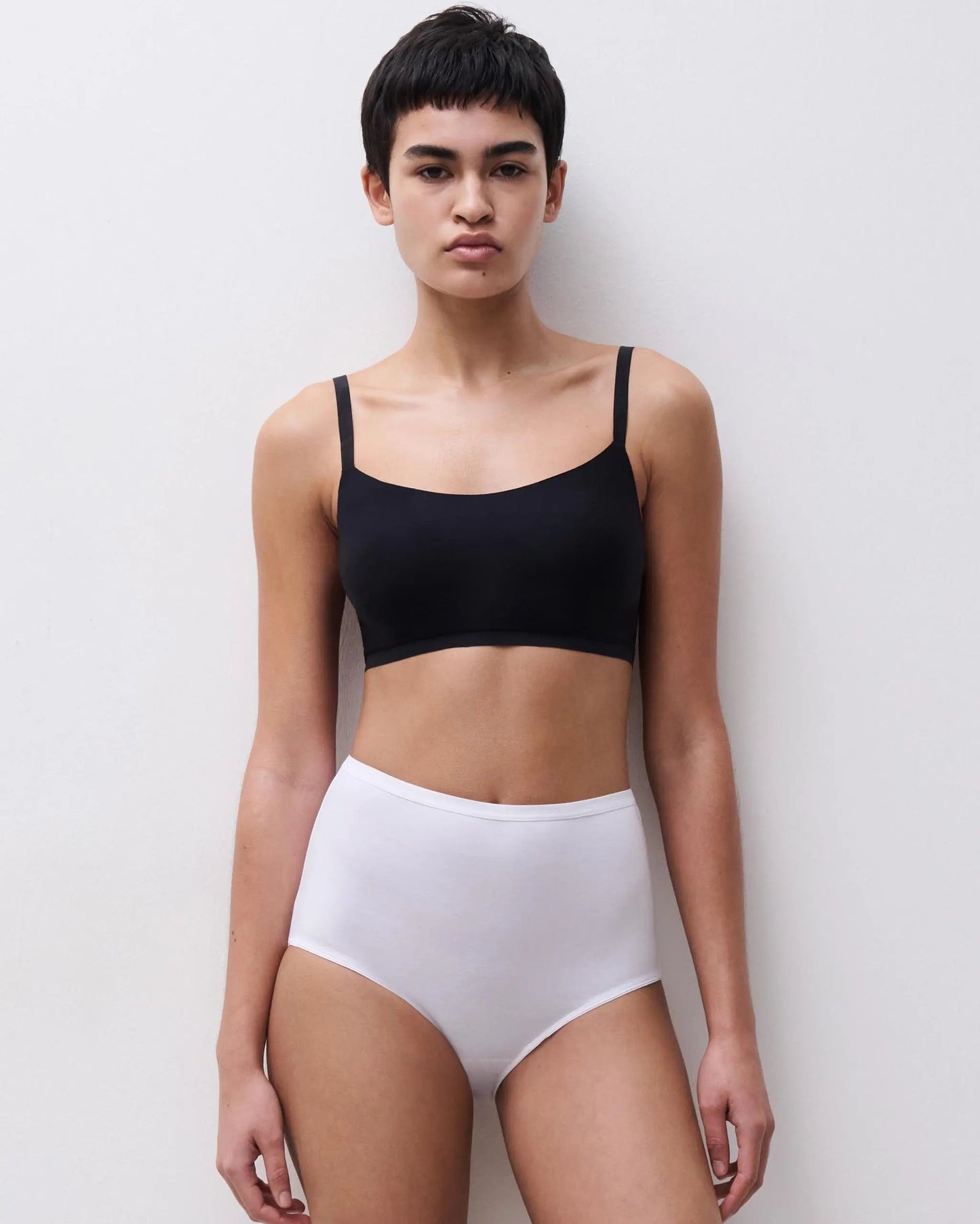Maxi truse høyt liv high waist brief hvit white bomull, Basic Cotton Femilet Chantelle, Frilin undertøy norge dame