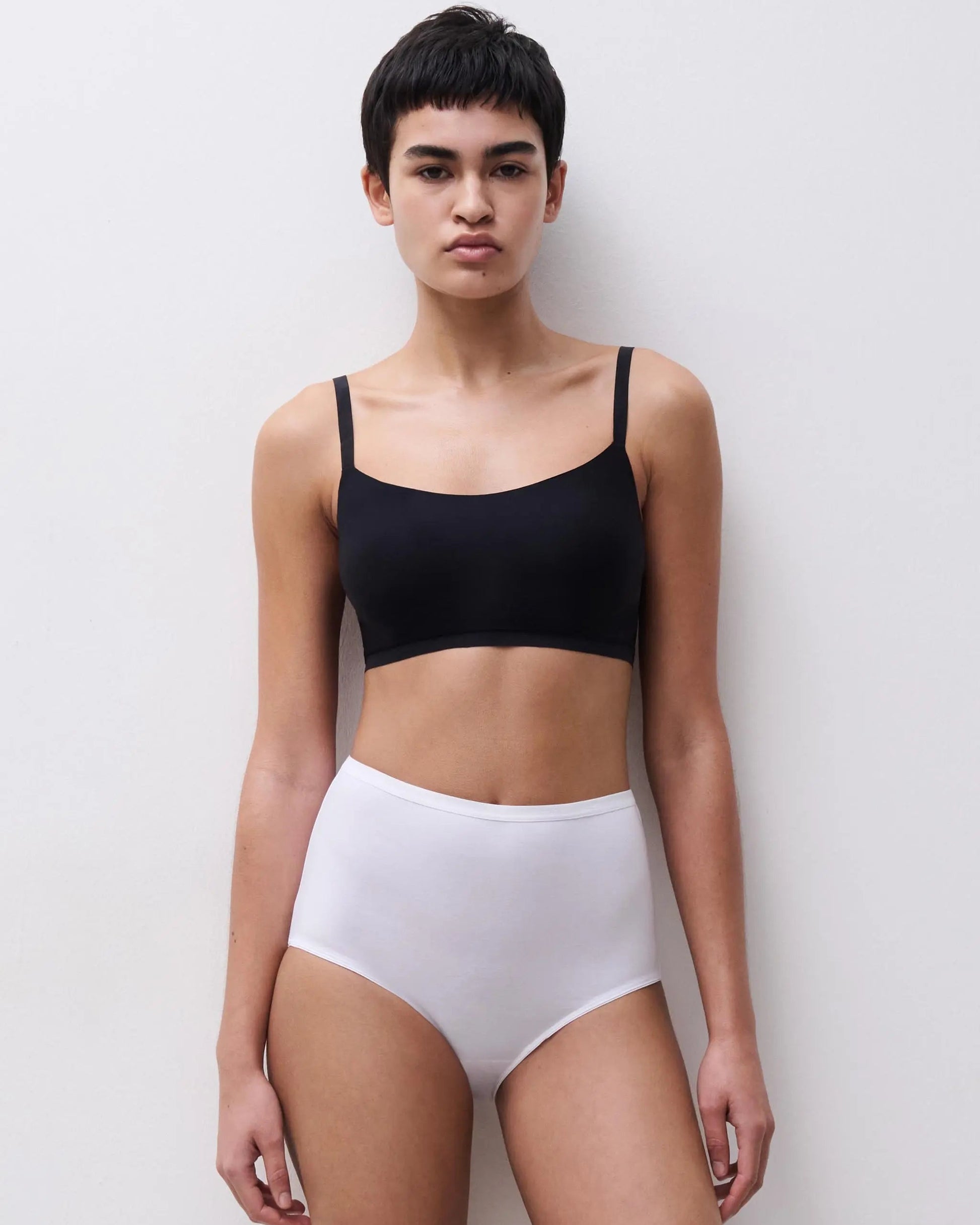 Maxi truse høyt liv high waist brief hvit white bomull, Basic Cotton Femilet Chantelle, Frilin undertøy norge dame