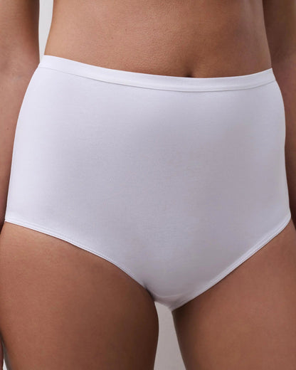 Maxi truse høyt liv high waist brief hvit white bomull, Basic Cotton Femilet Chantelle, Frilin undertøy norge dame
