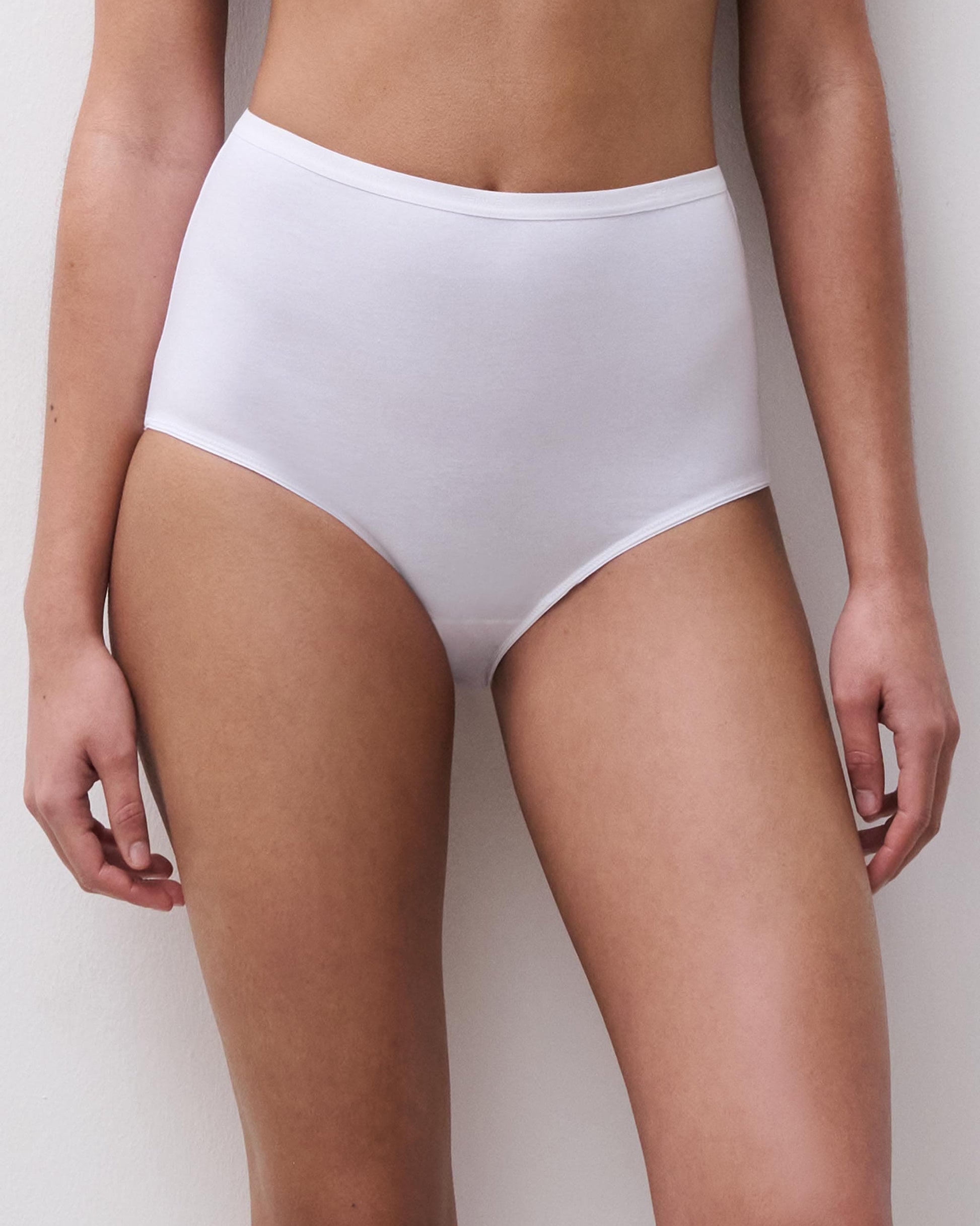 Maxi truse høyt liv high waist brief hvit white bomull, Basic Cotton Femilet Chantelle, Frilin undertøy norge dame