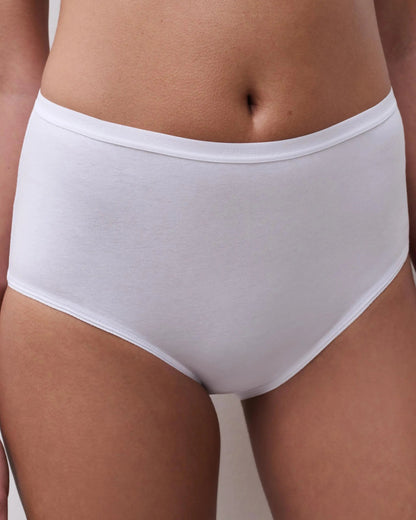 Truse høyt liv high waist midi brief hvit white bomull, Basic Cotton Femilet Chantelle, Frilin undertøy norge dame
