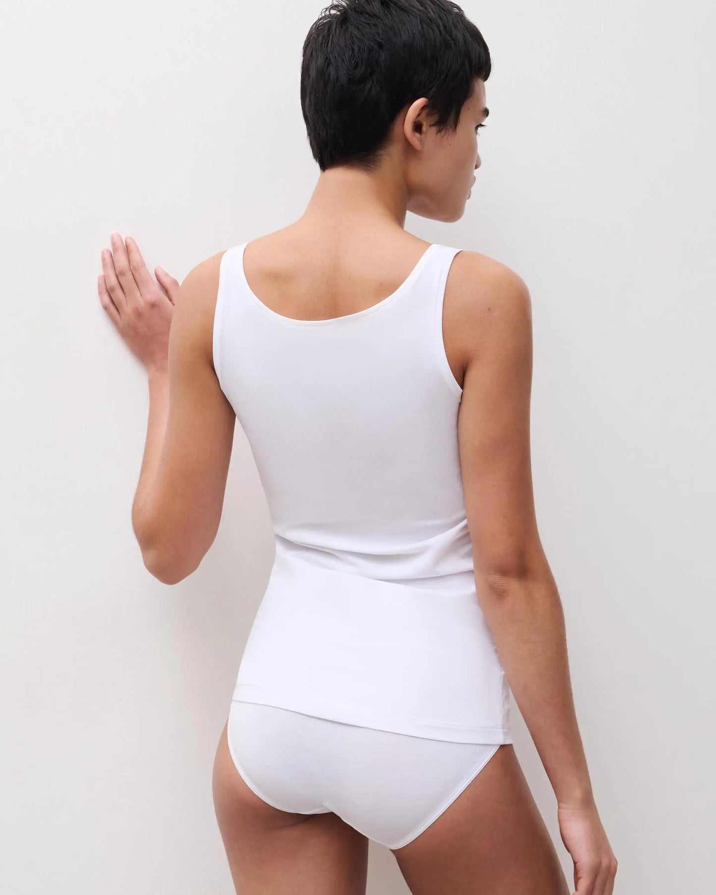 Truse høyt liv high waist midi brief hvit white bomull, Basic Cotton Femilet Chantelle, Frilin undertøy norge dame