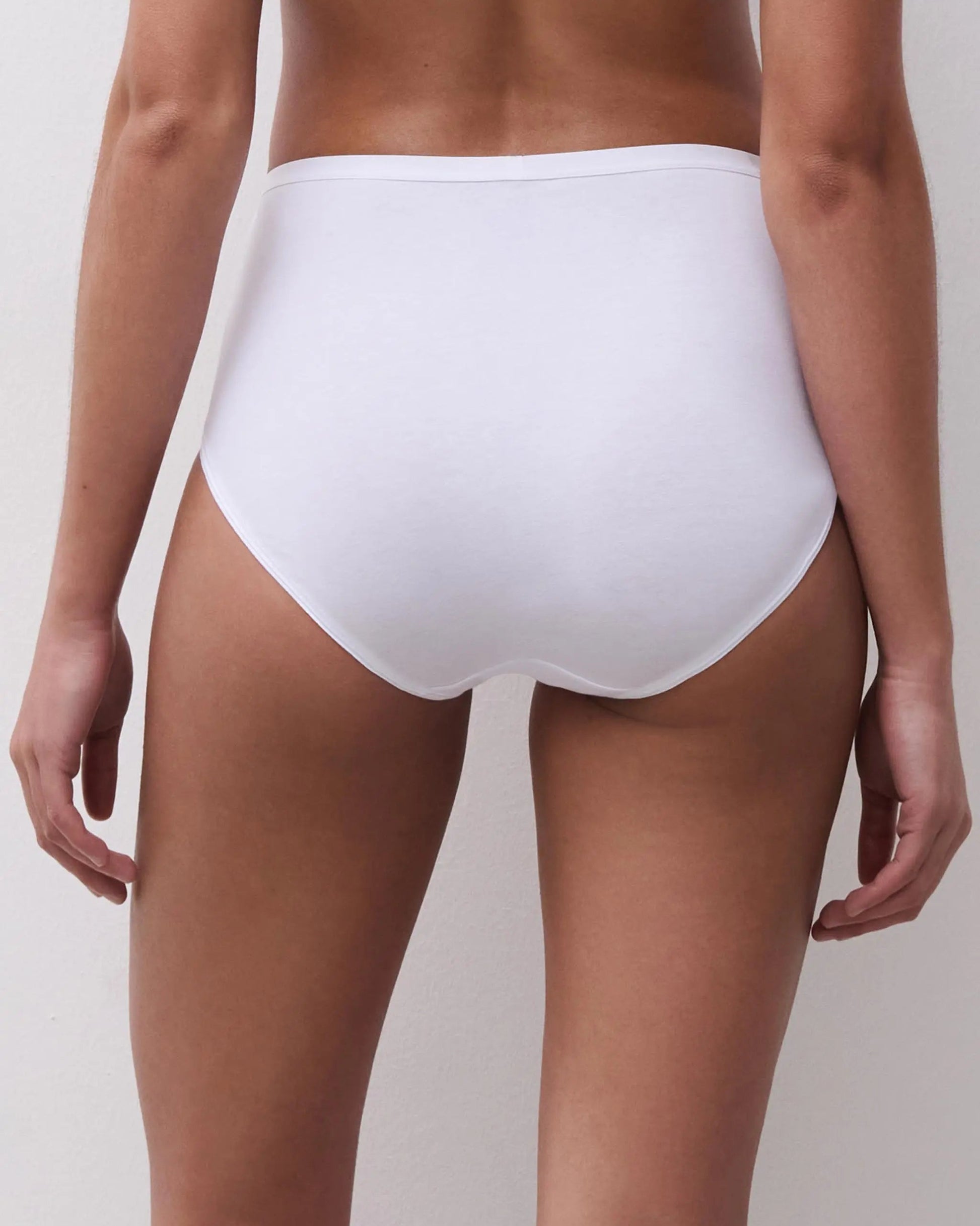 Truse høyt liv high waist midi brief hvit white bomull, Basic Cotton Femilet Chantelle, Frilin undertøy norge dame