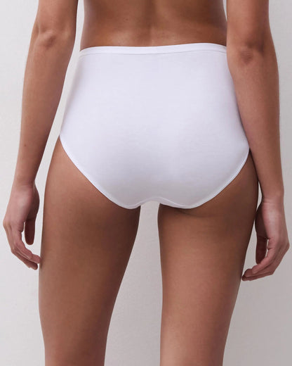 Truse høyt liv high waist midi brief hvit white bomull, Basic Cotton Femilet Chantelle, Frilin undertøy norge dame
