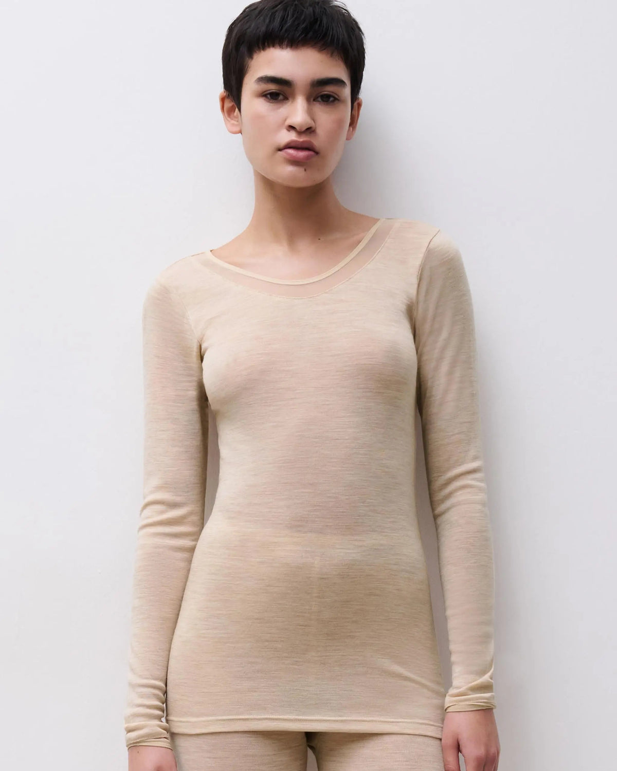 Genser i merinoull ull wool Juliana Femilet Chantelle heather nude beige, Frilin undertøy norge dame