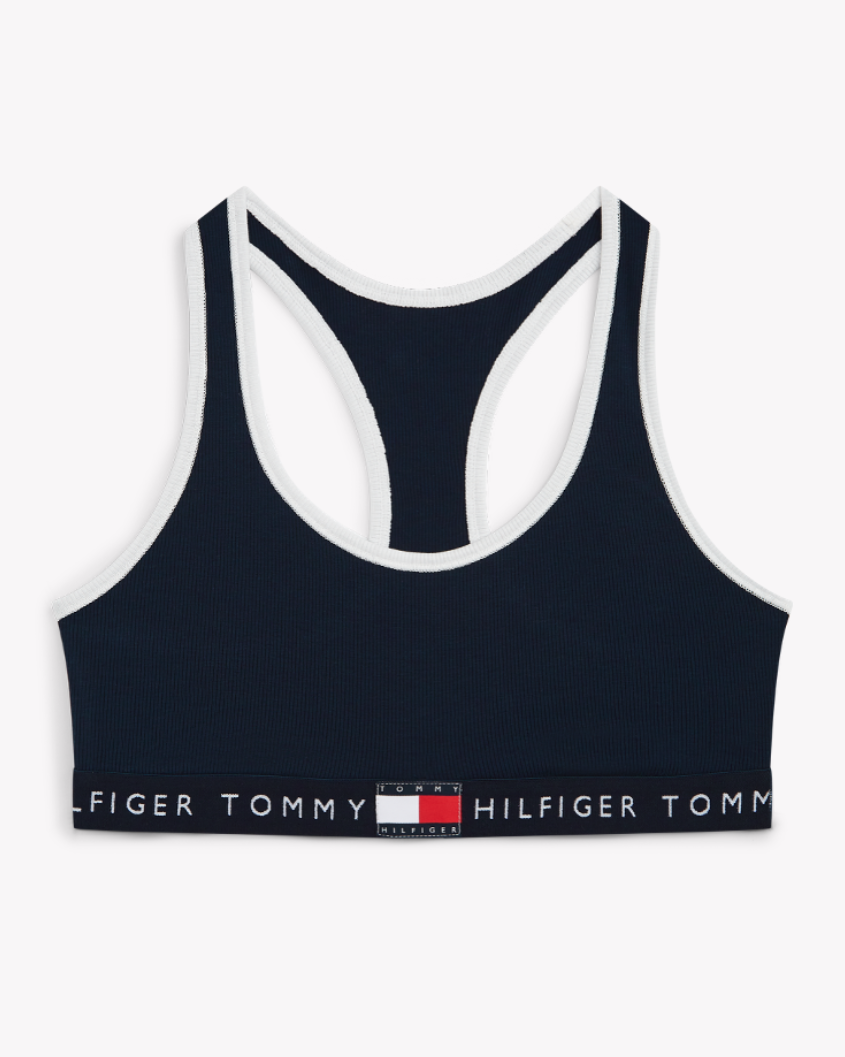 Bralette racerback Tommy Hilfiger ribbet bomull cotton, blå dark navy, undertøy dame norge frilin
