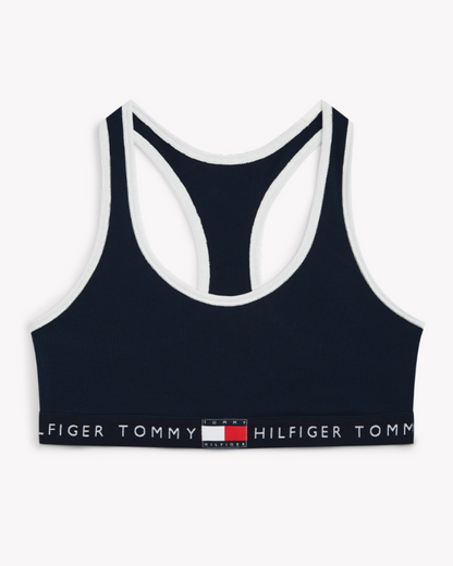 Bralette racerback Tommy Hilfiger ribbet bomull cotton, blå dark navy, undertøy dame norge frilin