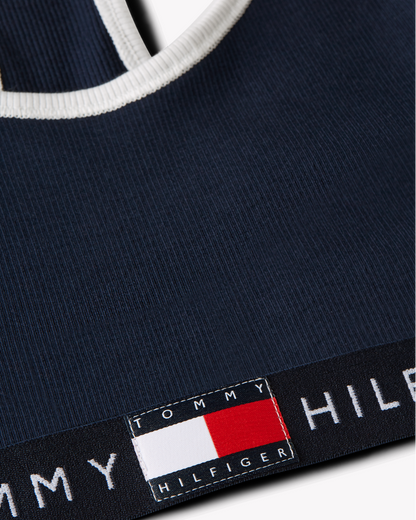 Bralette racerback Tommy Hilfiger ribbet bomull cotton, blå dark navy, undertøy dame norge frilin