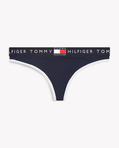Thong string Tommy Hilfiger ribbet bomull cotton, blå dark navy, undertøy dame norge frilin